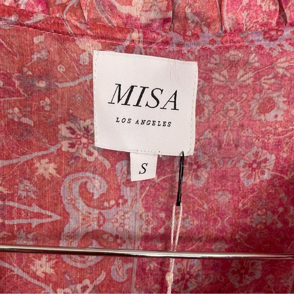Misa Lilian Dress Mini Ruffle Pink Floral in Washed Rose Size Small NWT - Picture 7 of 9